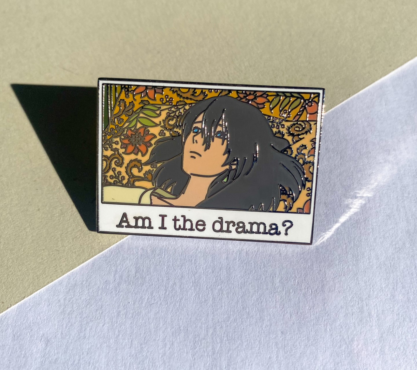 Photo of enamel pin 'Am I the drama?'