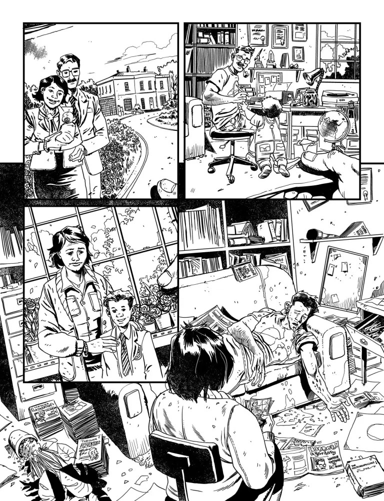 Roots – written and drawn by PJ Holden as a four page terror tale for 2000AD