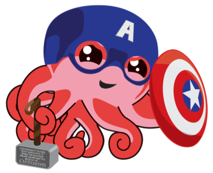 Octo cosplaying as Captain America