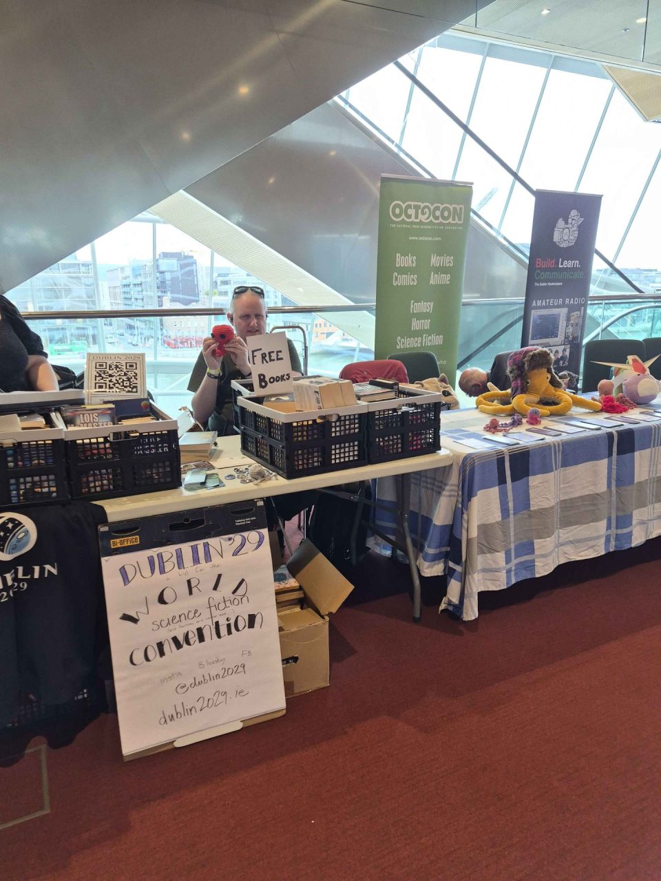 Declan at the Octocon and Dublin 2029 table